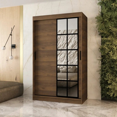 B&Q -  Orlando Oak Walnut 120Cm Sliding Door Wardrobe With Rich Wood-Effect Storage