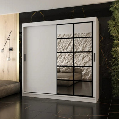 Arten Orlando White 200Cm Mirror Sliding Wardrobe For Bright Spacious Organisation