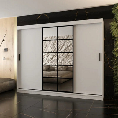 Arten Orlando White 250Cm Mirrored Triple Sliding Wardrobe For Bright Shared Storage