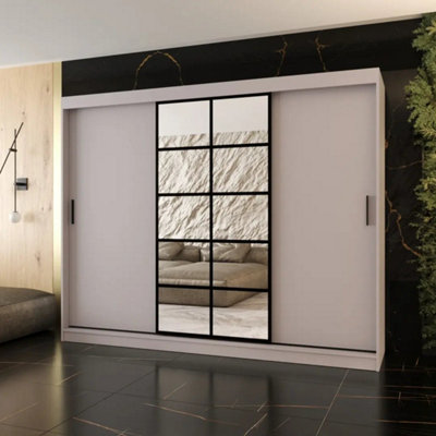 Arten Orlando Cashmere 250Cm Mirrored Triple Sliding Wardrobe For Calm Expansive Organisation