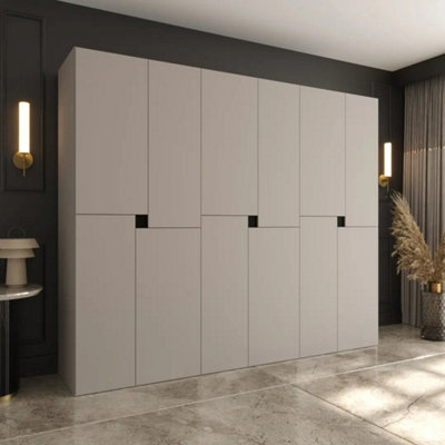Arten Tempo 240Cm Cashmere Triple Wardrobe Set12 Hinged Doors