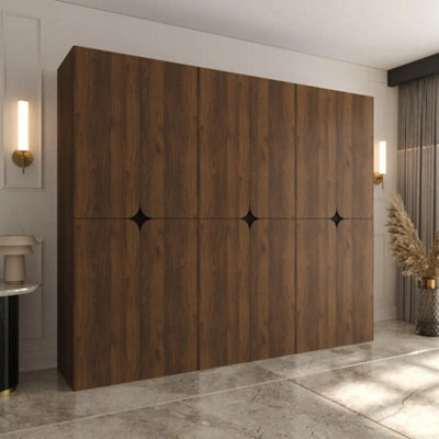 Arten Tempo 270Cm Oak Walnut Triple Wardrobe Set12 Hinged Doors