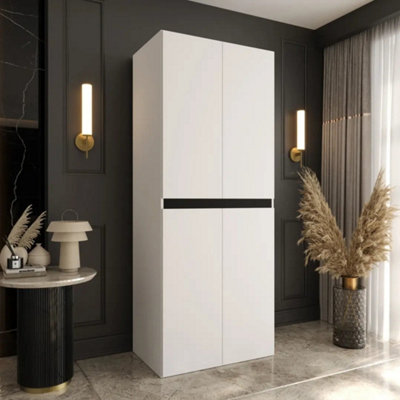 Arte Salsa Hinged Door Wardrobe 90Cm White With Four Doors And Rails