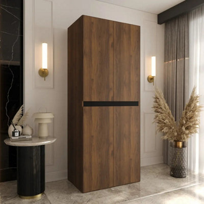 Arte Salsa Oak Walnut Hinged Door Wardrobe 90Cm With Four Doors