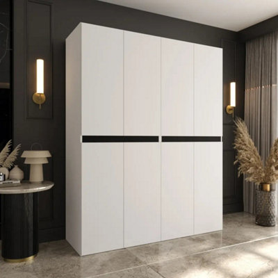 Arte Salsa Dual Hinged Door Wardrobe Set 180Cm White With Rails And Shelves
