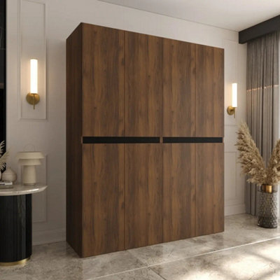 Arte Salsa Oak Walnut Dual Hinged Door Wardrobe Set 180Cm With Two Shelves