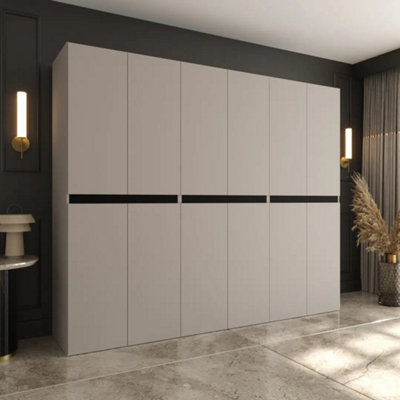 Arte Salsa Cashmere Hinged Door Triple Wardrobe Set 270Cm With Six Rails And Three Shelves