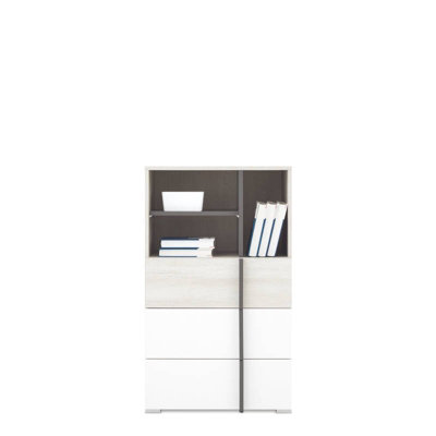 B&Q -  Remo Storage Cabinet 60Cm Wilton Oak White And Anthracite With Drawers And Shelves