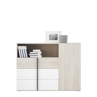 B&Q -  Remo Sideboard Cabinet 120Cm Wilton Oak White And Anthracite With Drawers And Door