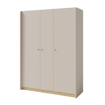 B&Q - Arten Alessio Triple Wardrobe 145Cm Sand Beige And Oiled Oak With 3 Doors