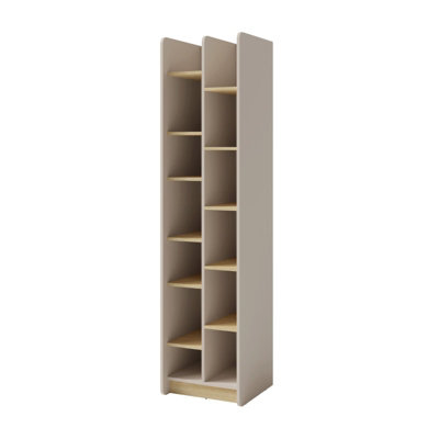 B&Q -  Alessio Bookcase 55Cm Sand Beige And Oiled Oak Open Shelves