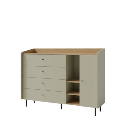 B&Q -  Alessio Sideboard 155Cm Eucalyptus And Baltic Dune Oak With 4 Drawers And Cupboard