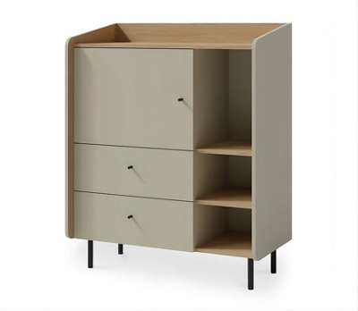 B&Q -  Alessio Sideboard 95Cm Eucalyptus And Baltic Dune Oak With Door And 2 Drawers