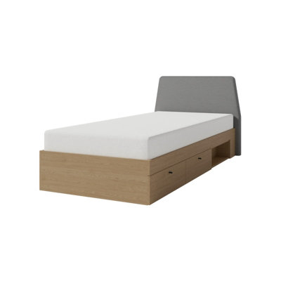 B&Q - Arten Alessio Single Storage Bed Frame 90 X 200Cm Eucalyptus And Baltic Dune Oak With Slats