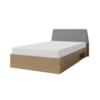 B&Q - Arten Alessio Small Double Storage Bed Frame 120 X 200Cm Eucalyptus And Baltic Dune Oak With Slats