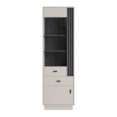 B&Q - Arten Allmo Tall Storage Cabinet 60Cm Cashmere And Anthracite With Drawers And Shelves