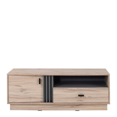 B&Q - Arten Allmo Al5 Tv Cabinet 125Cm Light Estana Oak And Anthracite With Door And Drawer