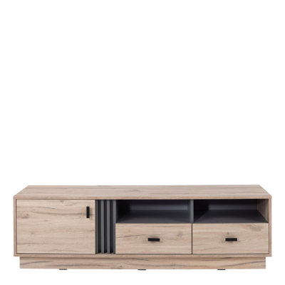B&Q - Arten Allmo Al6 Tv Cabinet 155Cm Light Estana Oak And Anthracite With 2 Drawers