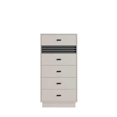 B&Q - Arten Allmo Tall Sideboard Cabinet 60Cm Cashmere And Anthracite With 5 Drawers