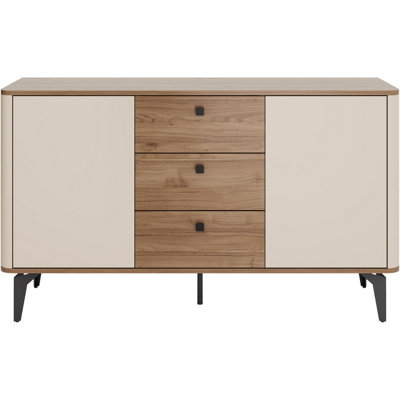 B&Q - Arten Aurena Au4 Sideboard 140Cm Cashmere And Royal Walnut With 3 Drawers