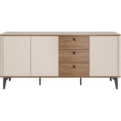 B&Q - Arten Aurena Au5 Wide Sideboard 180Cm Cashmere And Royal Walnut With 3 Drawers