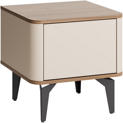B&Q - Arten Aurena Au10 48Cm Cashmere And Royal Walnut Bedside Table With Push-To-Open Storage
