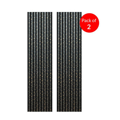 Ener-J Britwall Acoustic Slat Wall Panel Black Gold Dot 2400X600X21mm from B&Q