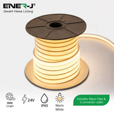 Ener-J 30M 24V Silicon Neon Flex Led Strip 10X10mm Warm White 210W from B&Q