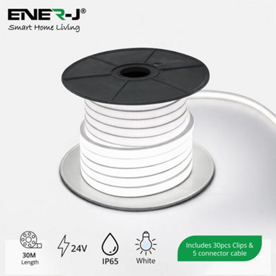 Ener-J 30M 24V Flexible Silicone Neon Led Strip Ip65 10X10mm 120 Led Per Metre 7W White from B&Q