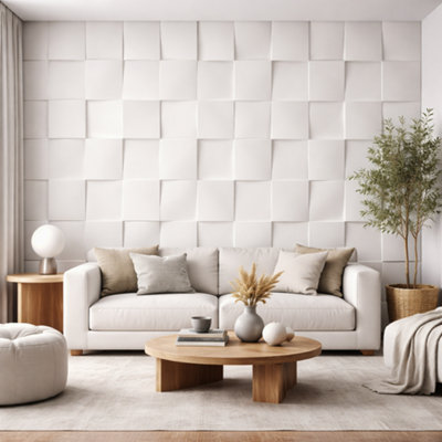 B&Q -  Britwall 3D Cubic Wall Panel Pack 2 1070mm Jade White
