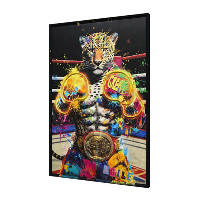B&Q -  Britwall Led Wall Art Tiger Boxing Illuminated Canvas 83X123Cm Multicolour 220V