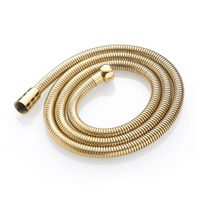 B&Q -  1.5M (150Cm) Gold Shower Hose Flexible (Available In 2 Lengths) Stainless Steel Anti Kink Design Brass Connectors