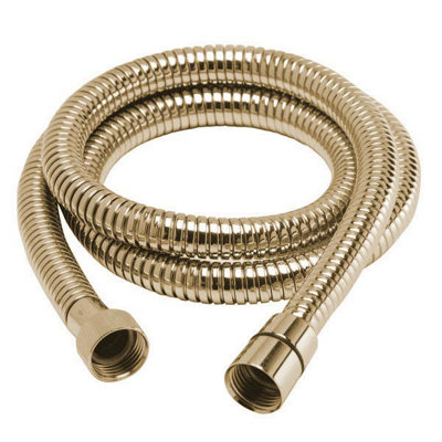 B&Q -  1.2M (120Cm) Gold Shower Hose Flexible (Available In 2 Lengths) Stainless Steel Anti Kink Design Brass Connectors