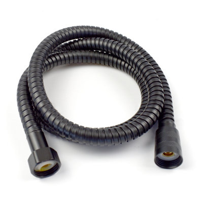 B&Q -  1.2M (120Cm) Black Shower Hose Flexible (Available In 2 Lengths) Stainless Steel Anti Kink Design Brass Connectors