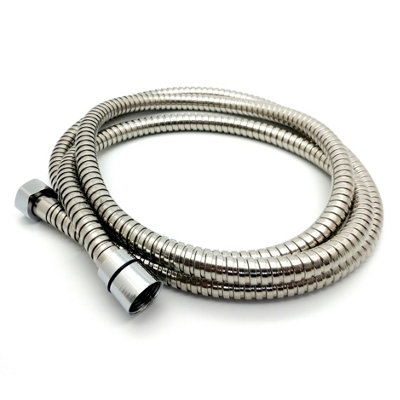 B&Q -  2M (200Cm) Chrome Shower Hose Flexible (Available In 4 Lengths) Stainless Steel Anti Kink Design Brass Connectors