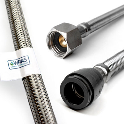 Home Range 1X 15mm Push-Fit X 1/2" Bsp (900mm Long) Wras Approved Pushfit Flexible Tap Connector Flexi Pipe from B&Q