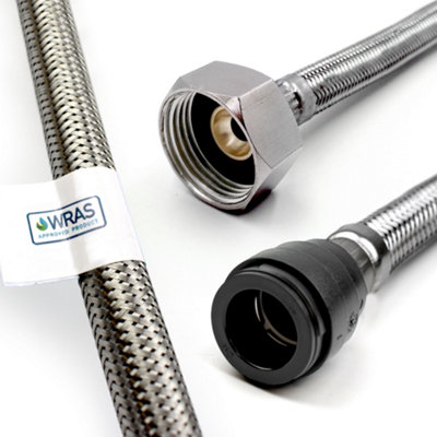 Home Range 1X 15mm Push-Fit X 3/4" Bsp (900mm Long) Wras Approved Pushfit Flexible Tap Connector Flexi Pipe from B&Q