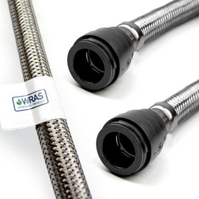 Home Range 1X Wras Approved Push-Fit Flexible Pipe Connector 15mm X 15mm (300mm Long) Pushfit Flexi Tap Connector from B&Q