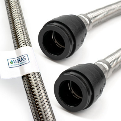Home Range 1X Wras Approved Push-Fit Flexible Pipe Connector 22mm X 22mm (500mm Long) Pushfit Flexi Tap Connector from B&Q