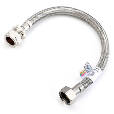 1X Home Range 15mm Compression X 1/2" Bsp (300mm Long) Wras Approved Flexible Tap Connector Flexi Pipe For BathroomKitchens from B&Q