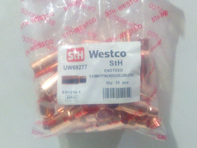 Home Range Westco 15mm X 8mm Copper Fitting Reducer Long (Pack Of 25) Ef6LtEnd Feed Plumbing Connector from B&Q