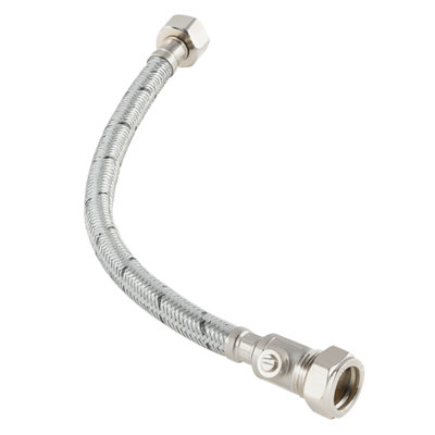 B&Q -  Westco 15mm X 1/2" X 30Cm Flexible Tap Connector With Isolating ValveBraided Stainless Steel Flexi Hose For Kitchen & Bathroom