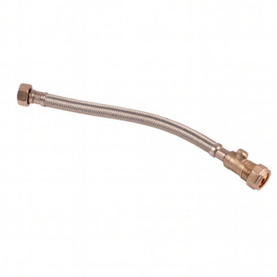 B&Q -  Westco 22mm X 3/4" X 30Cm Flexible Tap Connector With Isolating ValveBraided Stainless Steel Flexi Hose For Taps & Cisterns