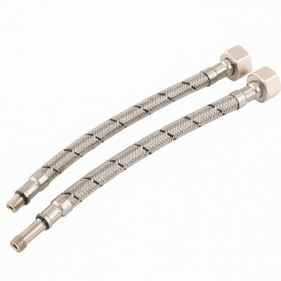 Home Range Westco Wras Approved 12mm X 15mm Compression 300mm Mono Flexible Connector Tails (Pair) For Kitchen & BathroomHot & Cold from B&Q