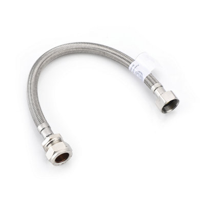 B&Q -  Westco 15mm X 3/8" X 30Cm Flexible Tap ConnectorBraided Stainless Steel Flexi Hose With Brass Fittings For Taps