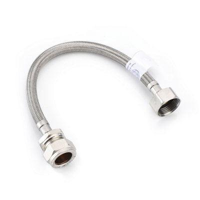 B&Q -  Westco 22mm X 3/4" X 30Cm Flexible Tap ConnectorLarger Bore Braided Stainless Steel Flexi Hose With Brass Fittings For Taps