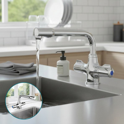 Home Range Arbon Kitchen Mixer Tap ChromeDual Handle Deck Mounted from B&Q