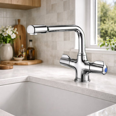 Home Range Clever Arbon Kitchen Mixer Tap ChromeDual Handle Design from B&Q