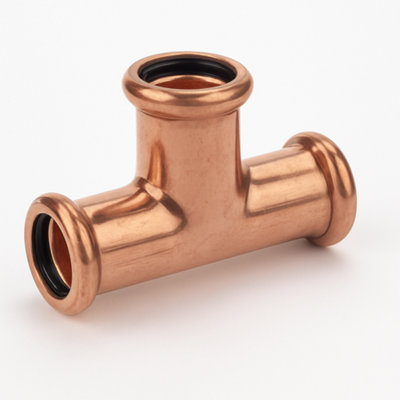 Home Range 22Mm Copper Press Equal Tee - Water Fitting