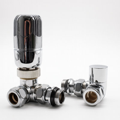 Home Range 15Mm Corner Westherm Classic Thermostatic Radiator Valve (Trv) Twin Pack - Chrome Finish